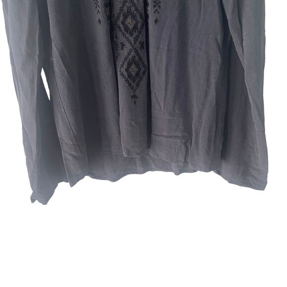 Miss Me Women's Size Small Blue Linen Blend Boho Aztec Top - Picture 3 of 11